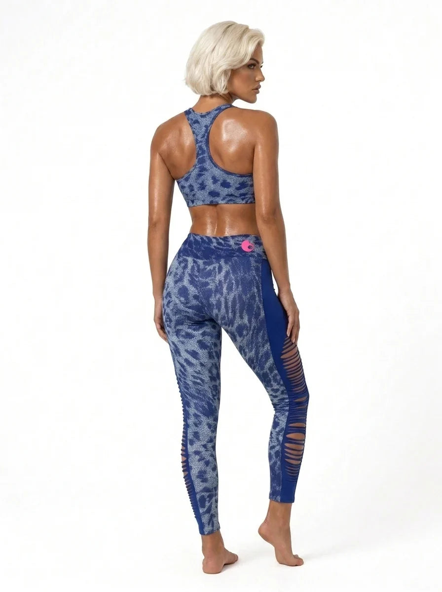 The Ribbed Legging Blue Cheetah on body back