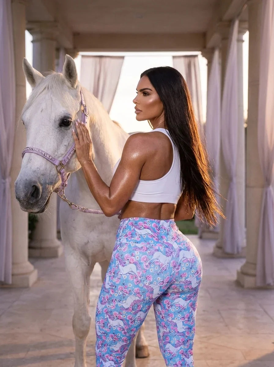 The Unicorn Legging — Cherry Blossom Blue